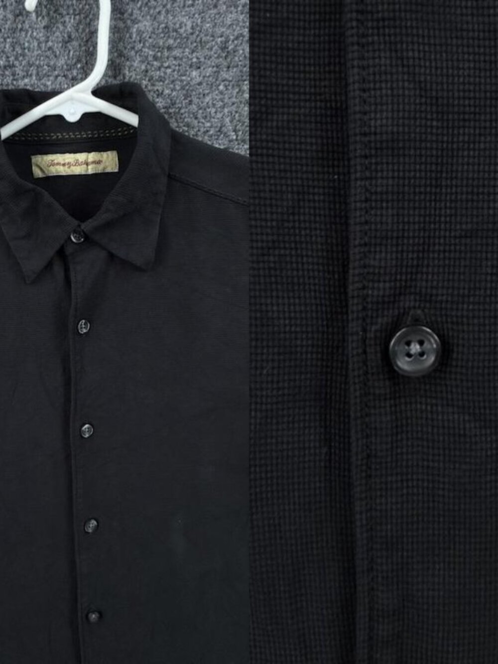 Tommy Bahama Black Logo Button-Down Mens Medium Long Sleeve Hawaiian Beach Shirt
